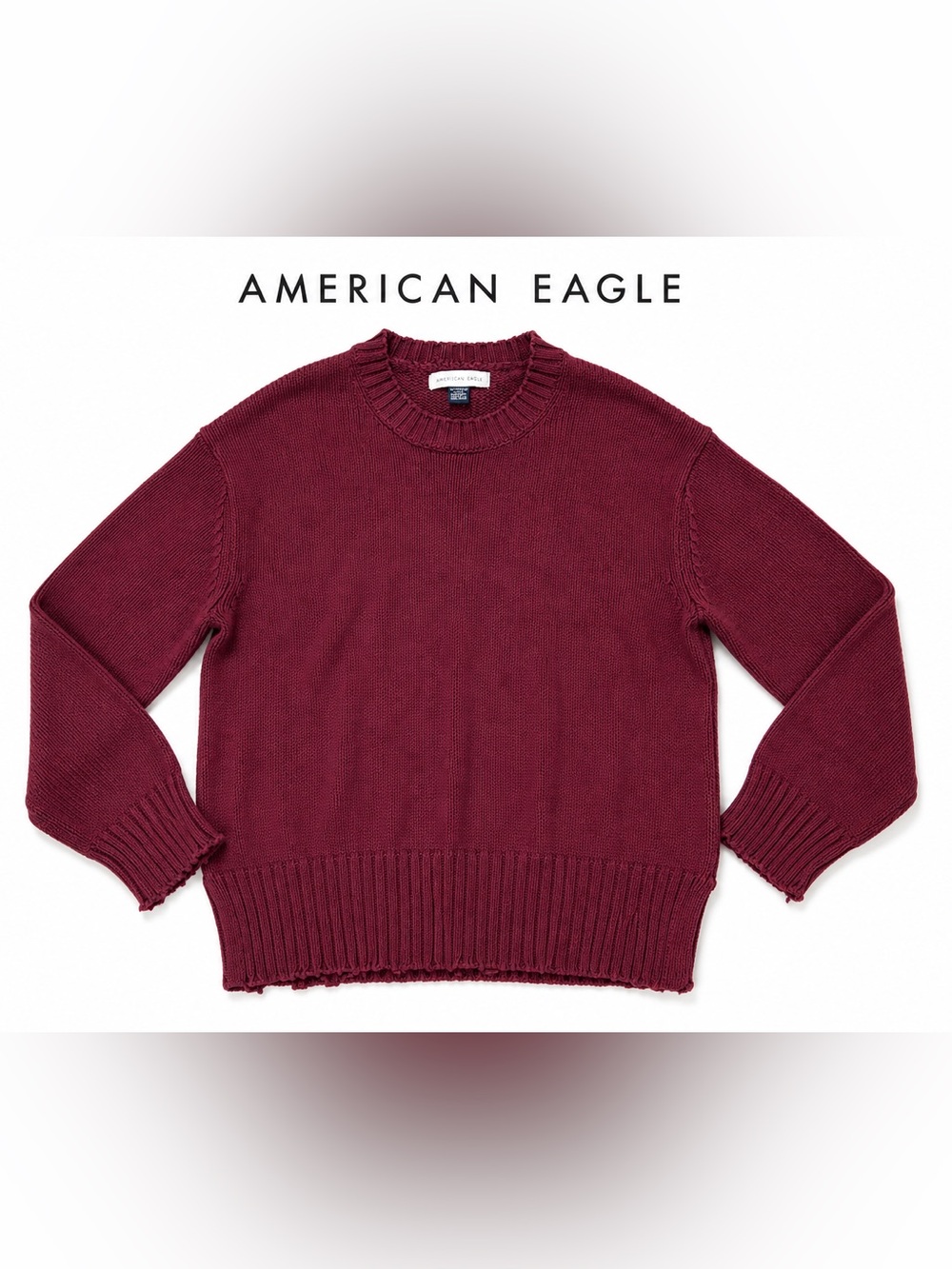 American Eagle Outfitters Women's Burgundy Scoopneck Sweater